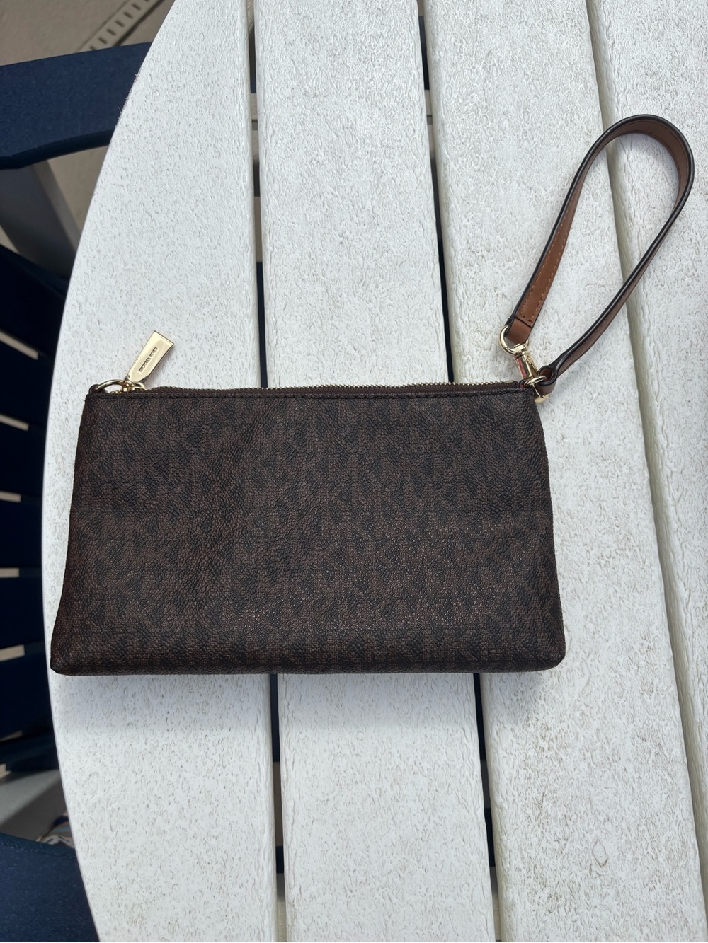 Michael Kors Dark Brown Monogram Wristlet with Gold Hardware - Picture 6 of 6